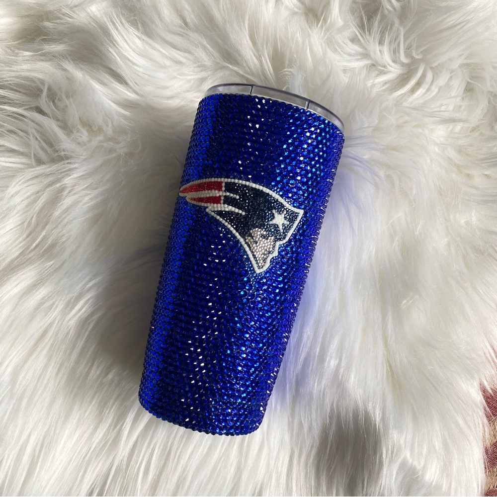 NEW ENGLAND PATRIOTS Custom Glass Crystal Rhinestone Swig Tumbler 20 Oz.